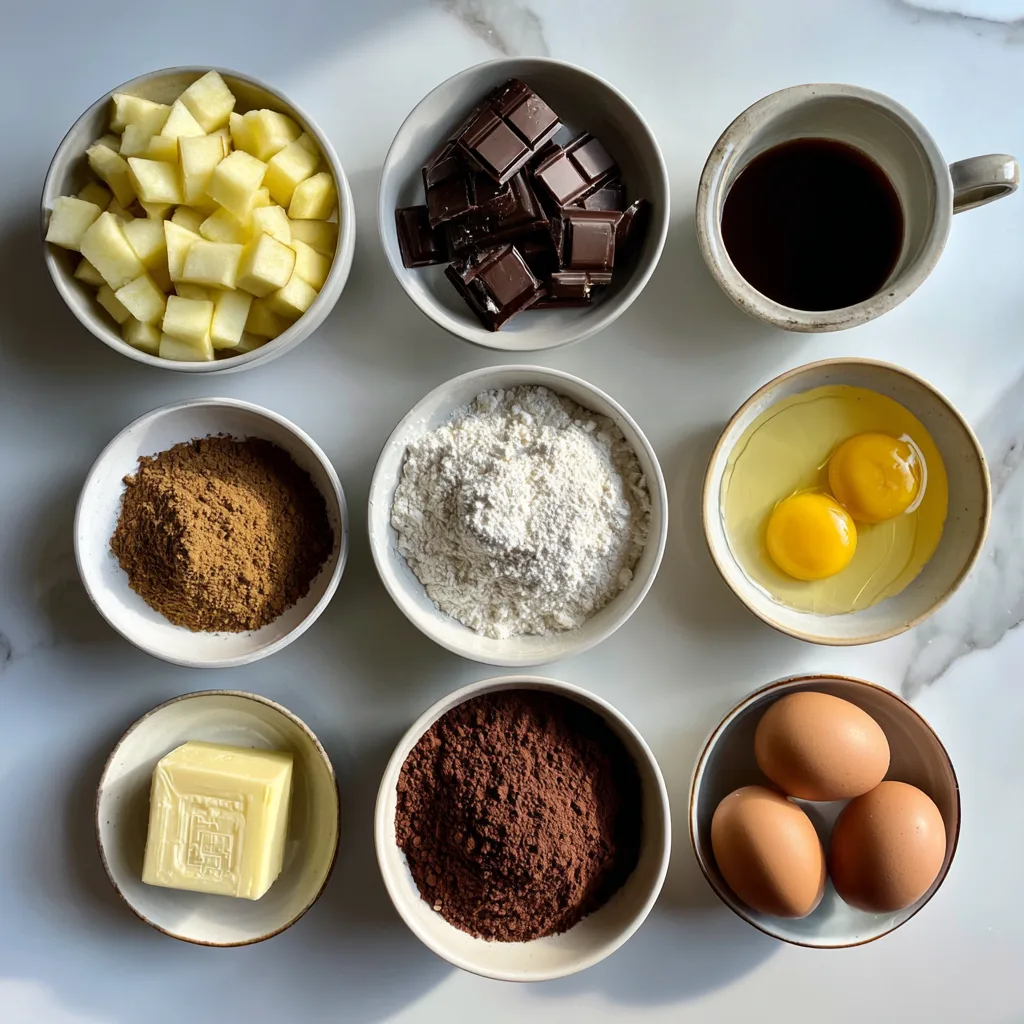 Apple Brownie Bites ingredients flat lay
