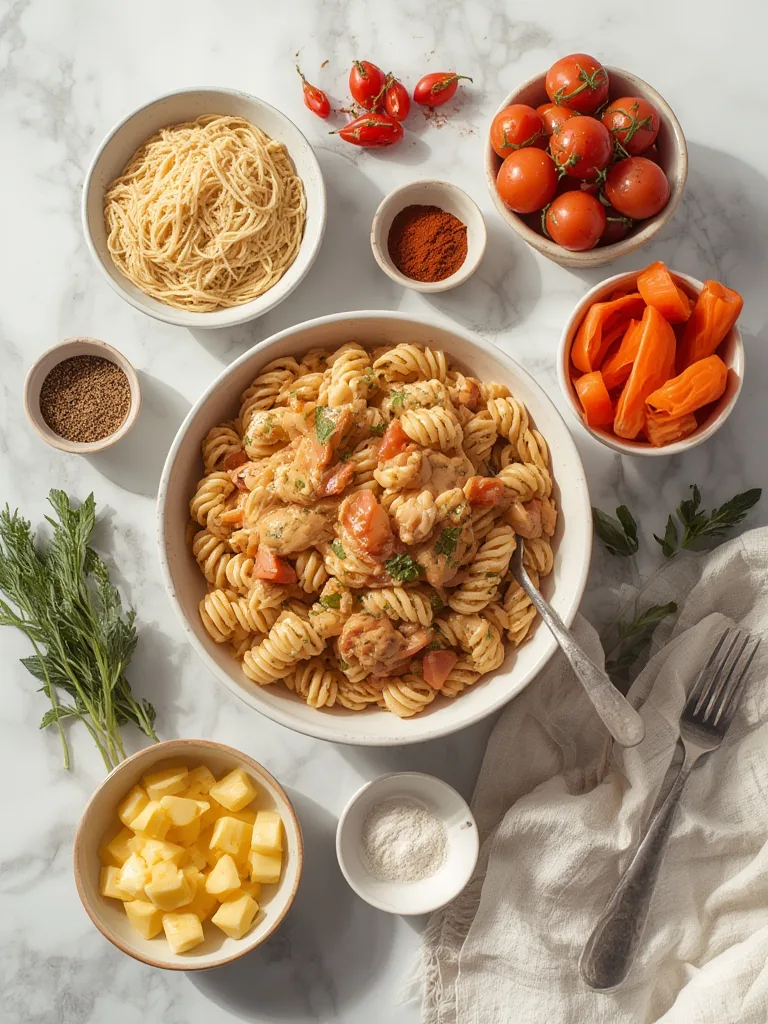 Crockpot Week: Creamy Tuscan Chicken Pasta 2 Variety of fresh ingredients for a meal plan