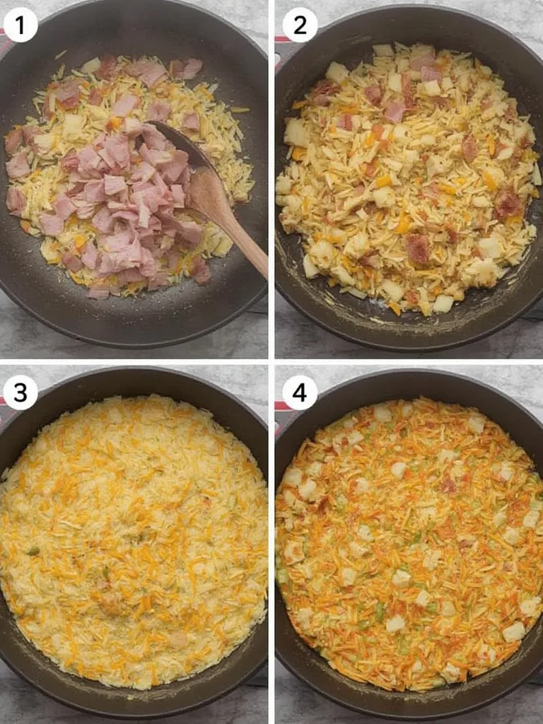 Ham Swiss Hash Brown Casserole steps