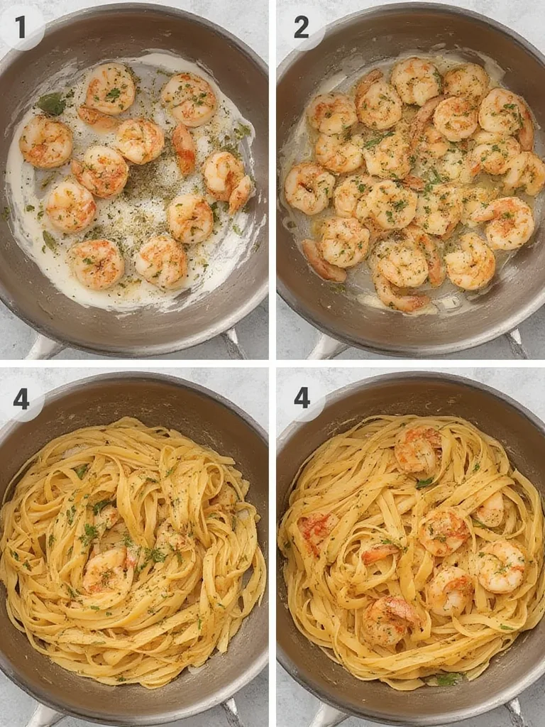 Simple Garlic Butter Shrimp Pasta steps