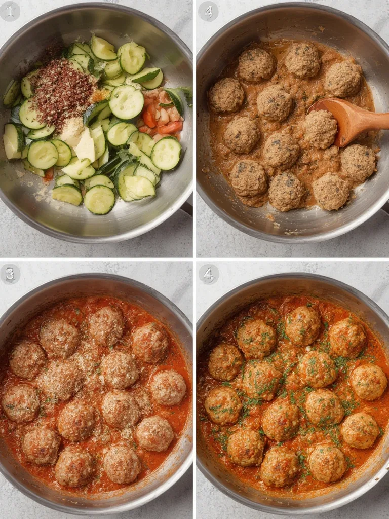 Turkey Zucchini Meatballs: Your New Favorite Quick Dinner Idea! 3 Step-by-step imagery for making Turkey Zucchini Meatballs