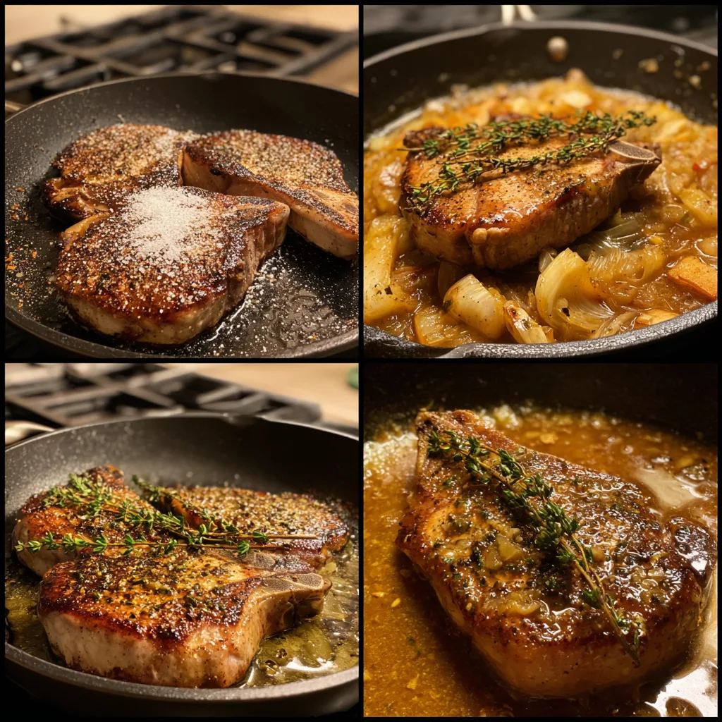 Step-by-step process for making Pork Chops with Apple Cider Sauce
