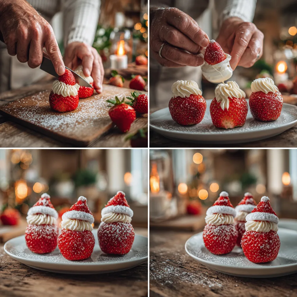 Strawberry Santas: Adorable, No-Bake Christmas Treats Everyone Will Love! 4 Step-by-step Strawberry Santas recipe – fun Christmas dessert tutorial.