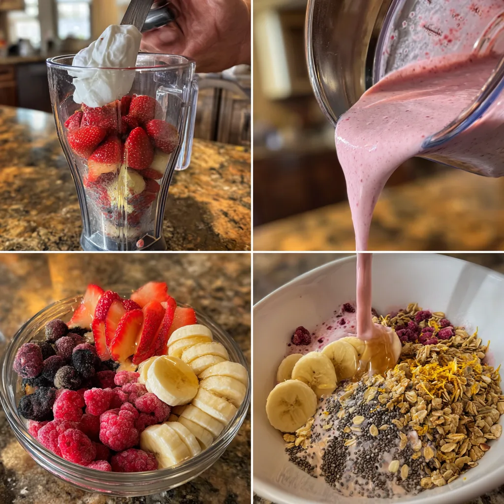 5-Minute Fruit Smoothie Bowl Recipe That Blends Speed, Flavor & Healthy Energy 3 5-minute fruit smoothie bowl step-by-step recipe tutorial