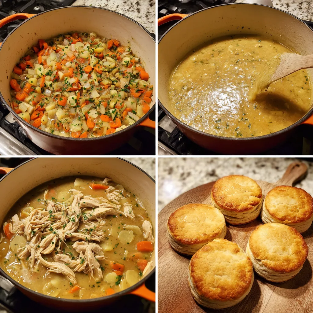 Step-by-step Chicken Pot Pie Soup Recipe – from sautéing to serving creamy soup
