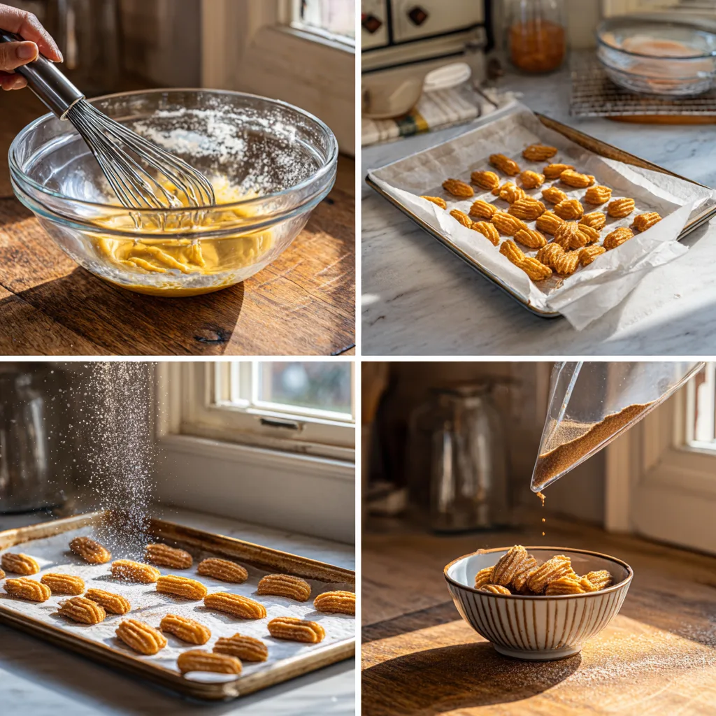 Step-by-step process of making Delicious Baked Churro Bites