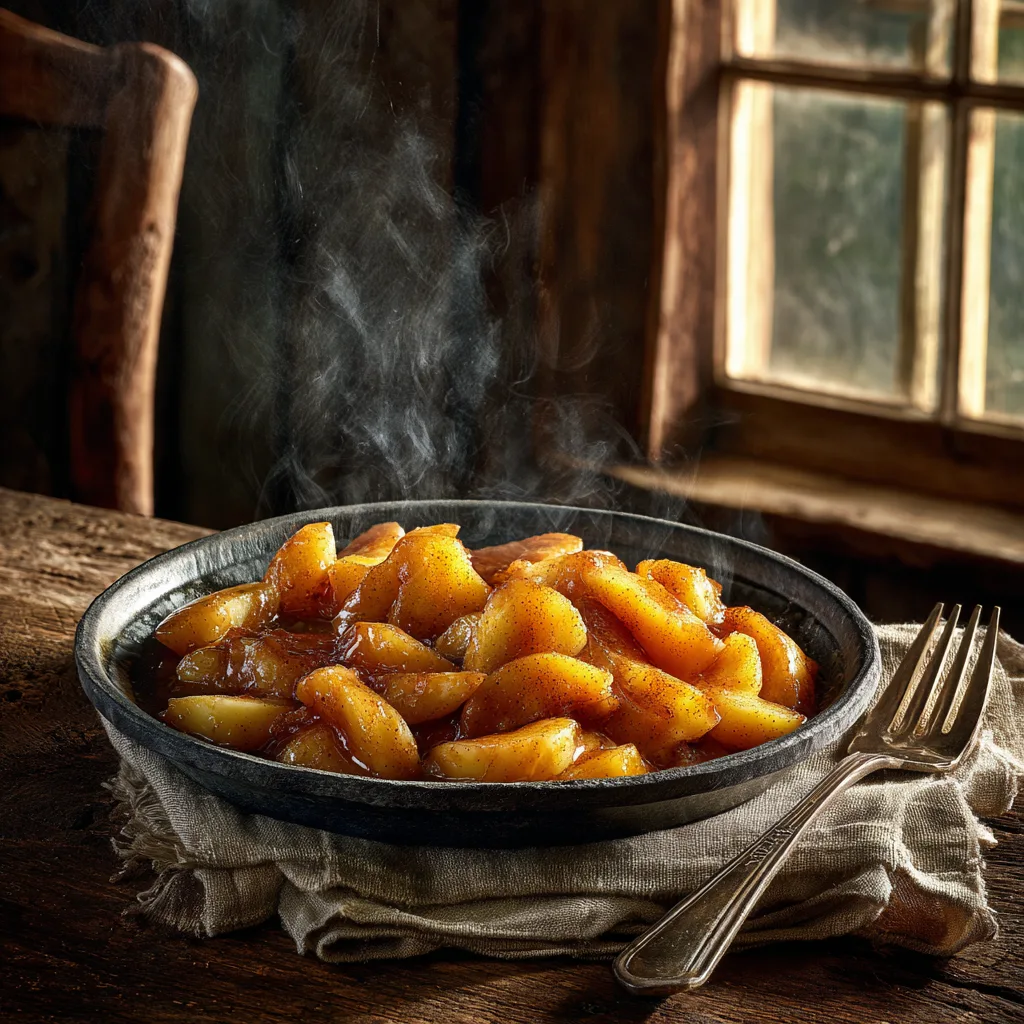 Southern Fried Apples in cast iron skillet with cinnamon and butter