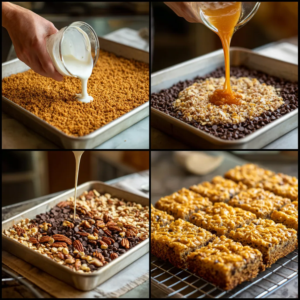 Step-by-step making of Magic Cookie Bars from Eagle Brand