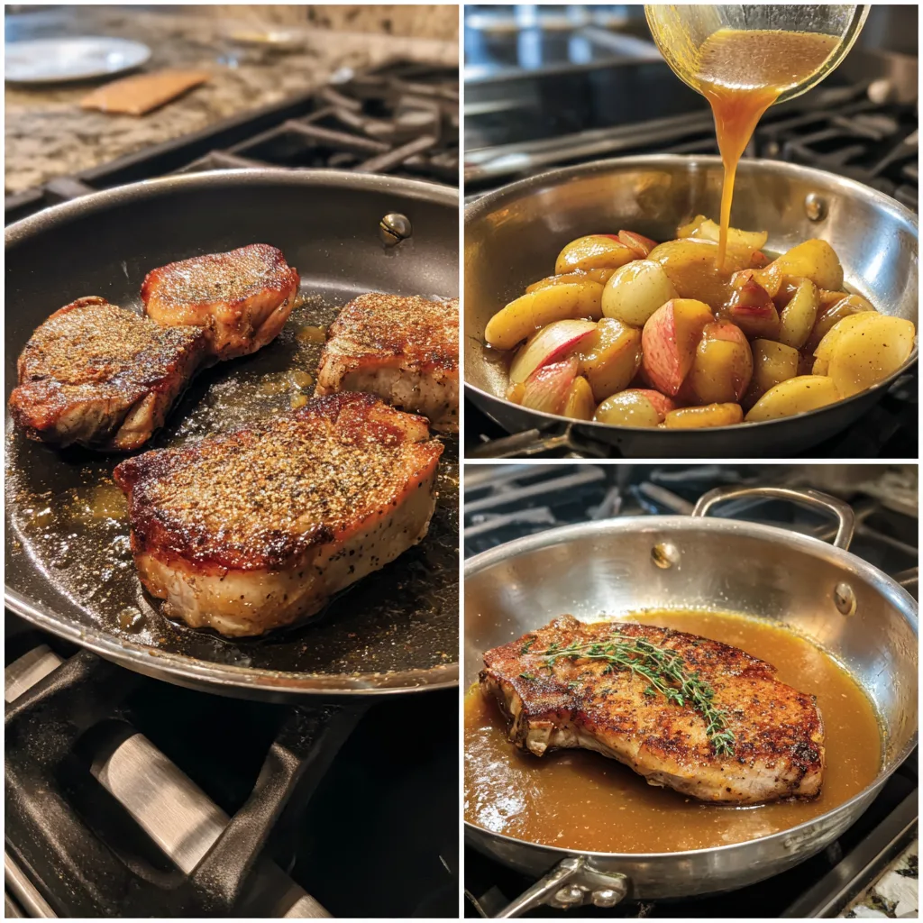 step by step pork chops with apple cider sauce recipe (Focus Keyword)