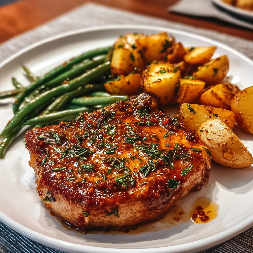 u1891677983 Plated Garlic Butter Skillet Pork Chops on a whit 7c6c6e40 839a 4f48 8b47 aded017c43ed 0
