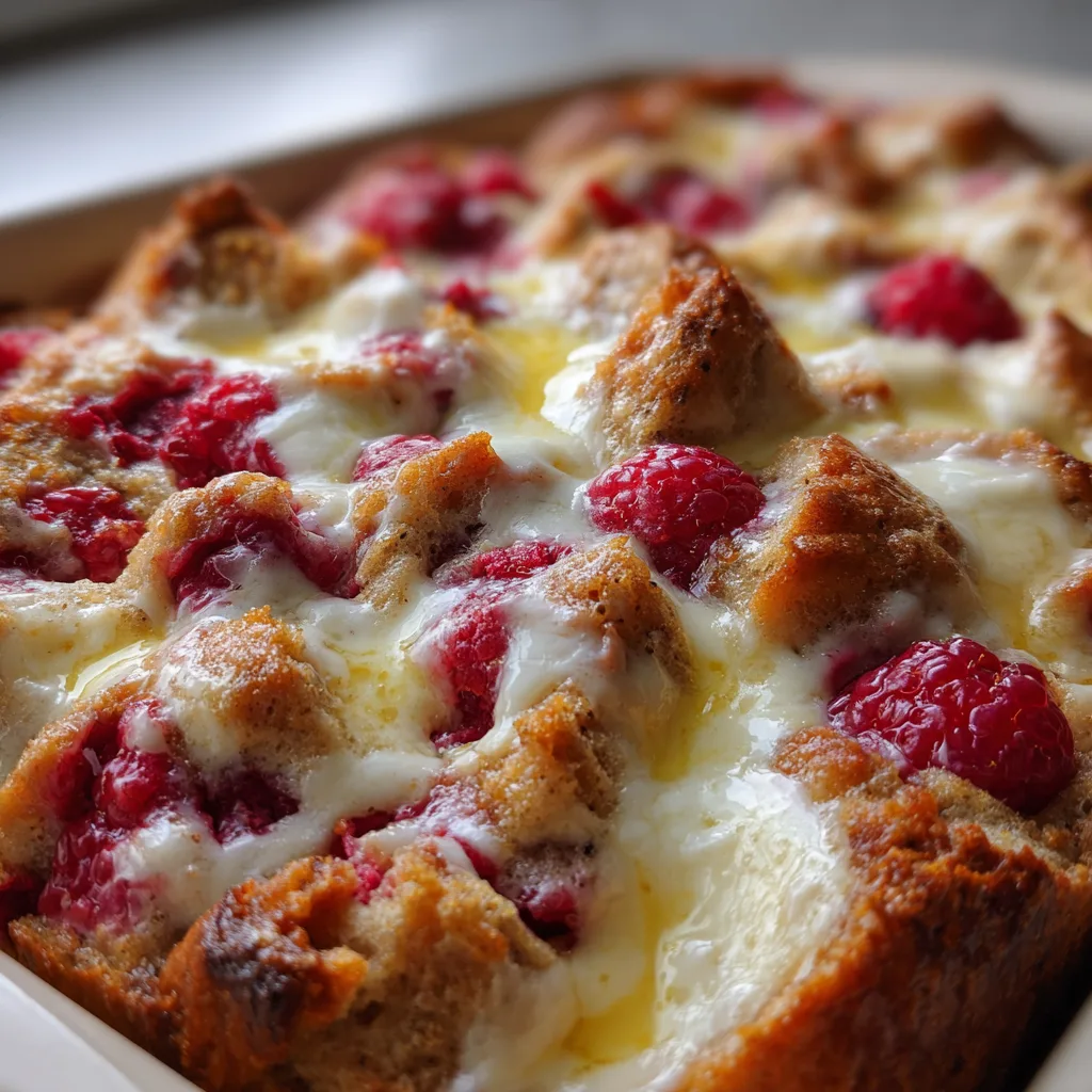 White Chocolate Raspberry Bread Pudding
