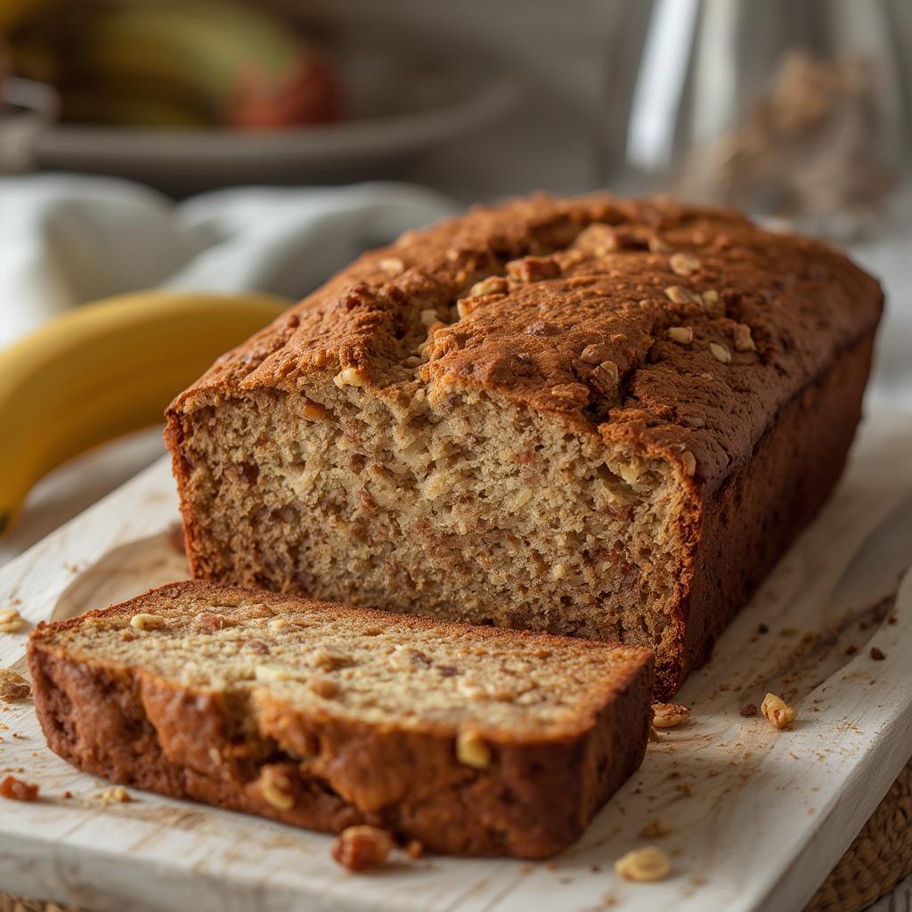 Freshly baked banana nut bread