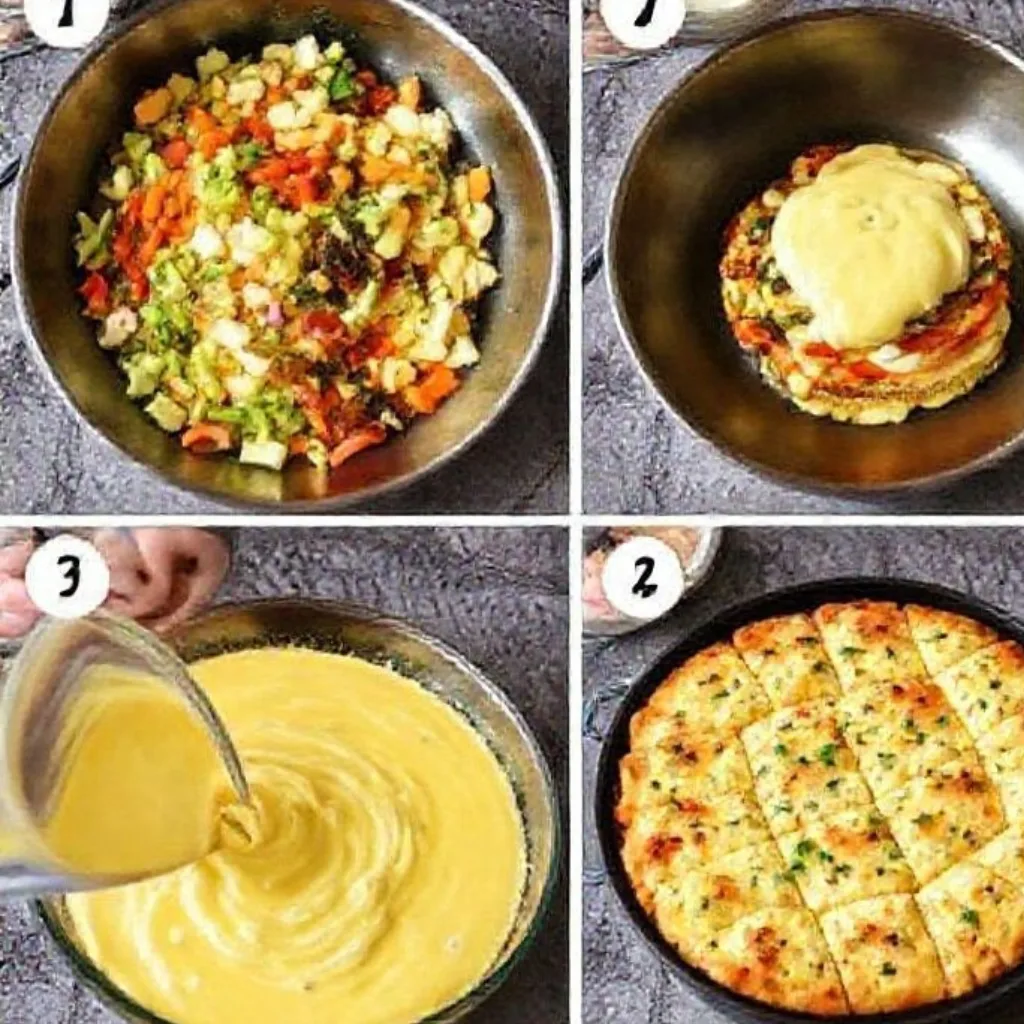 Step-by-step Overnight Veggie & Cheese Breakfast Casserole – sauté, layer, pour, bake