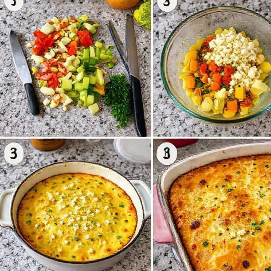 Steps to make vegetable & feta breakfast casserole at home