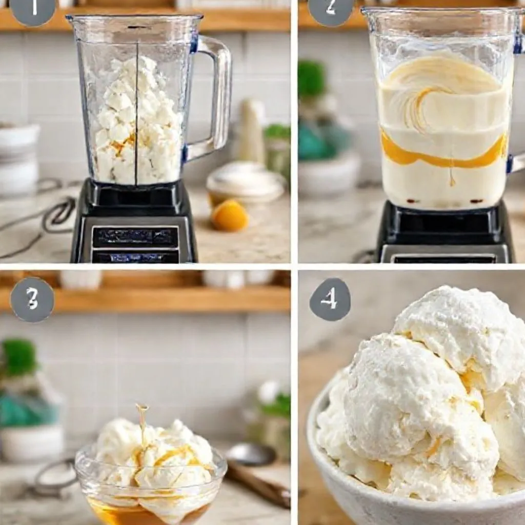 Step by step Cottage Cheese Ice Cream with Honey Swirl