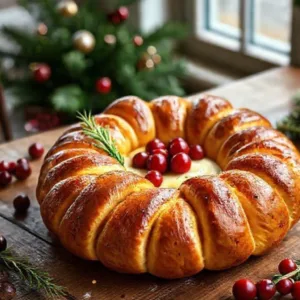 Cranberry Brie Pull-Apart Bread Wreath