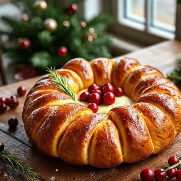 Cranberry Brie Pull-Apart Bread Wreath