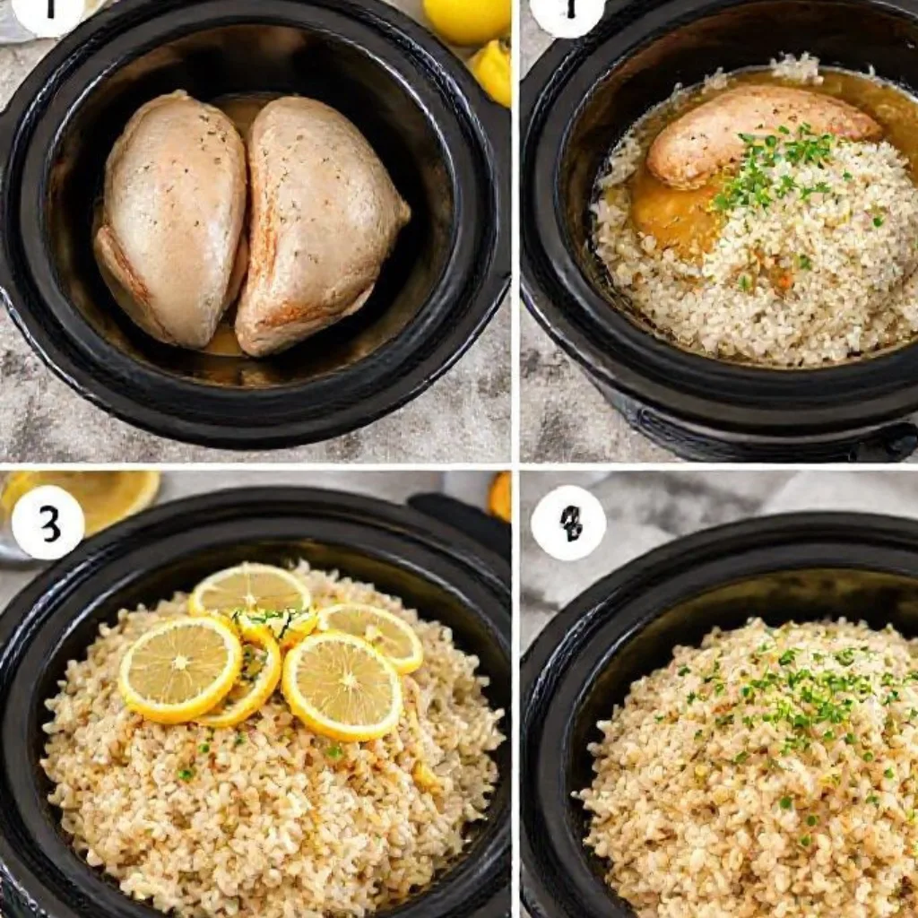 Why Slow Cooker Lemon Herb Chicken & Rice Is the Easiest Comfort Dinner You’ll Ever Love 3 Step by step slow cooker lemon herb chicken and rice recipe