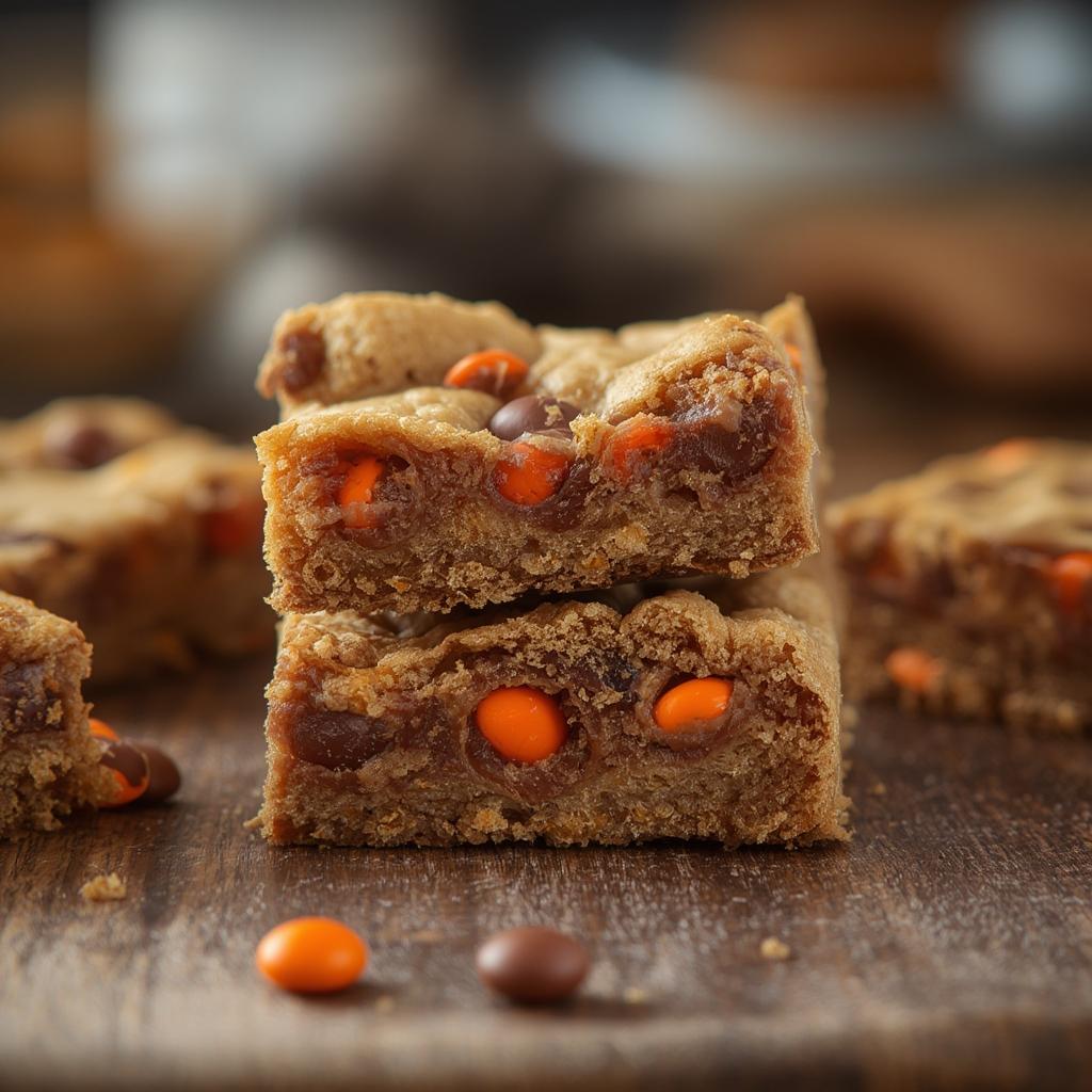 Irresistible Reeses Pieces Cookie Bars
