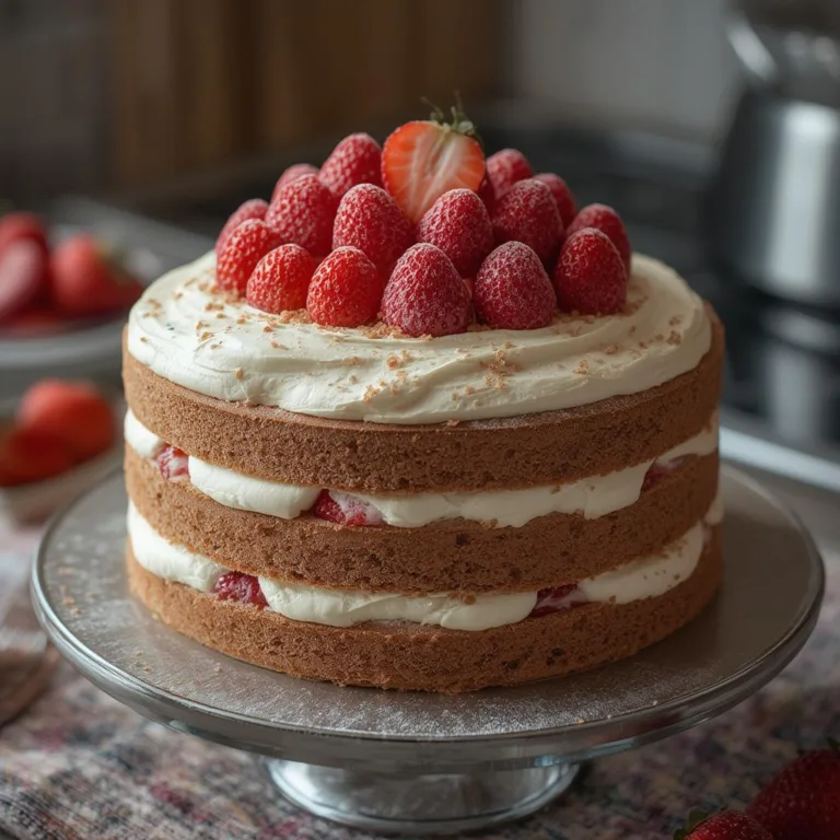 Neapolitan Cake with Freeze-Dried Strawberries