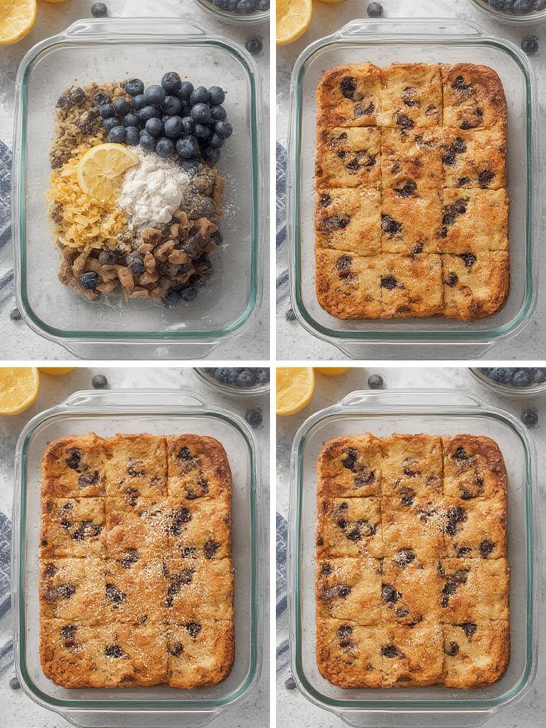 Blueberry lemon baked pancake meal prep squares with added protein powder 2
