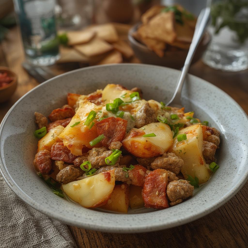 Cheesy Ranch Potatoes and Smoked Sausage Skillet