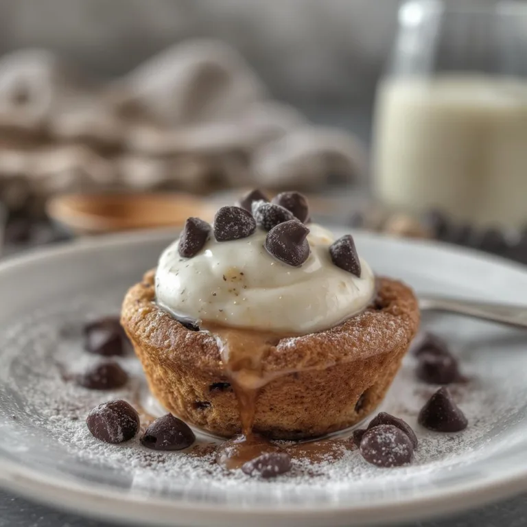 Chocolate chip protein pancake cups with vanilla yogurt filling.