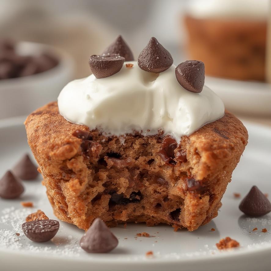 Chocolate chip protein pancake cups with vanilla yogurt filling 7