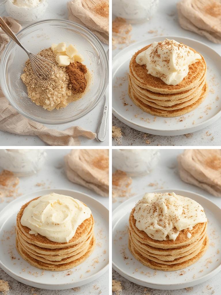 Healthy Food Ideas! Heavenly Cinnamon Roll Protein Pancakes With Light Cream Cheese Topping 3 Mixing pancake batter