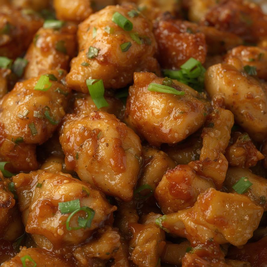 Close-up of Honey Garlic Chicken Stir-Fry