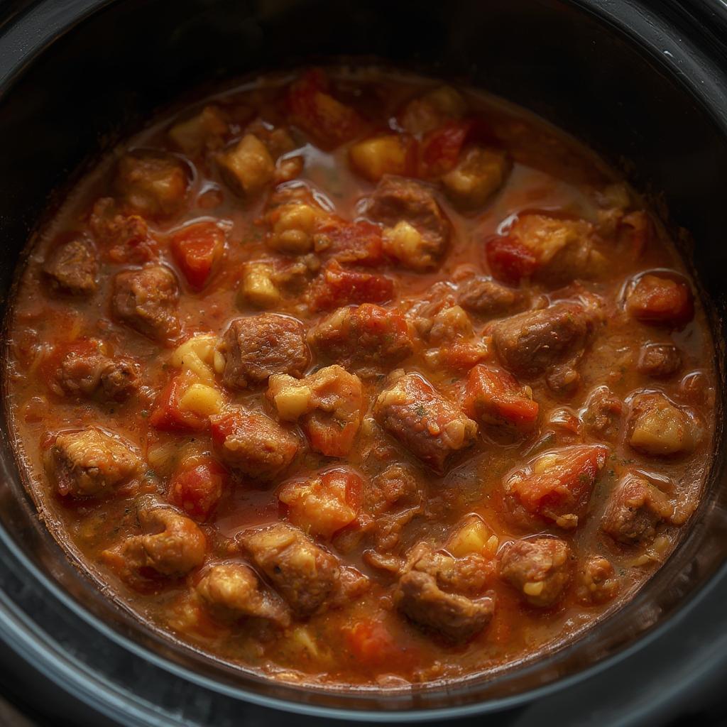Finished Sausage Goulash Soup in a bowl