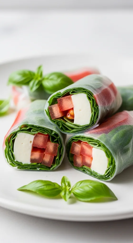 Caprese spring rolls on dish 2125dee55b