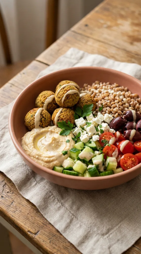 Falafel farro bowl with hummus 80f1334e38