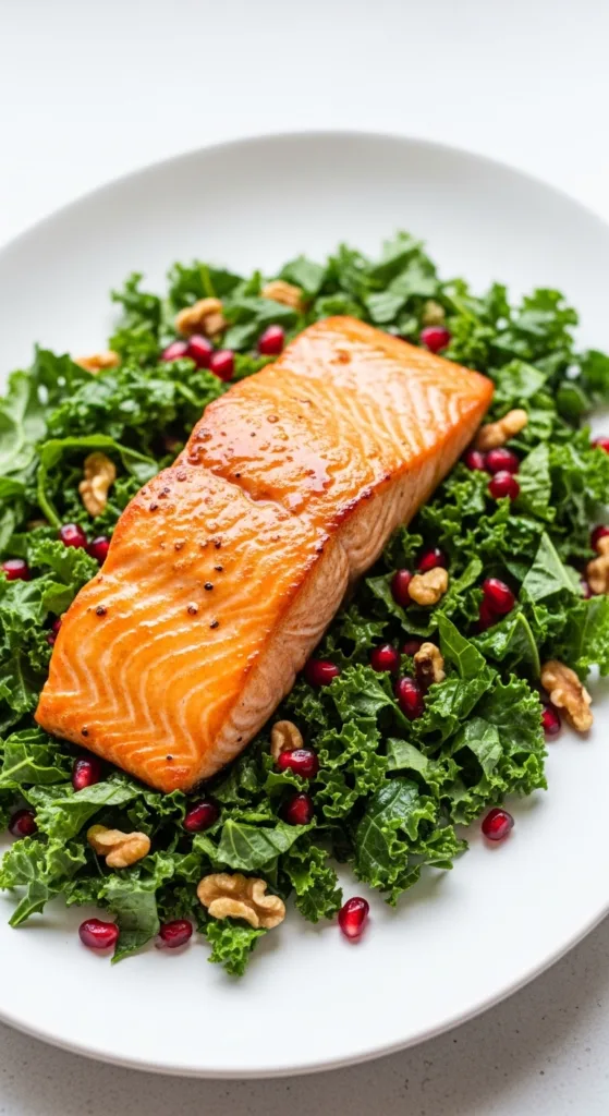 Kale pomegranate salad salmon d38f531553