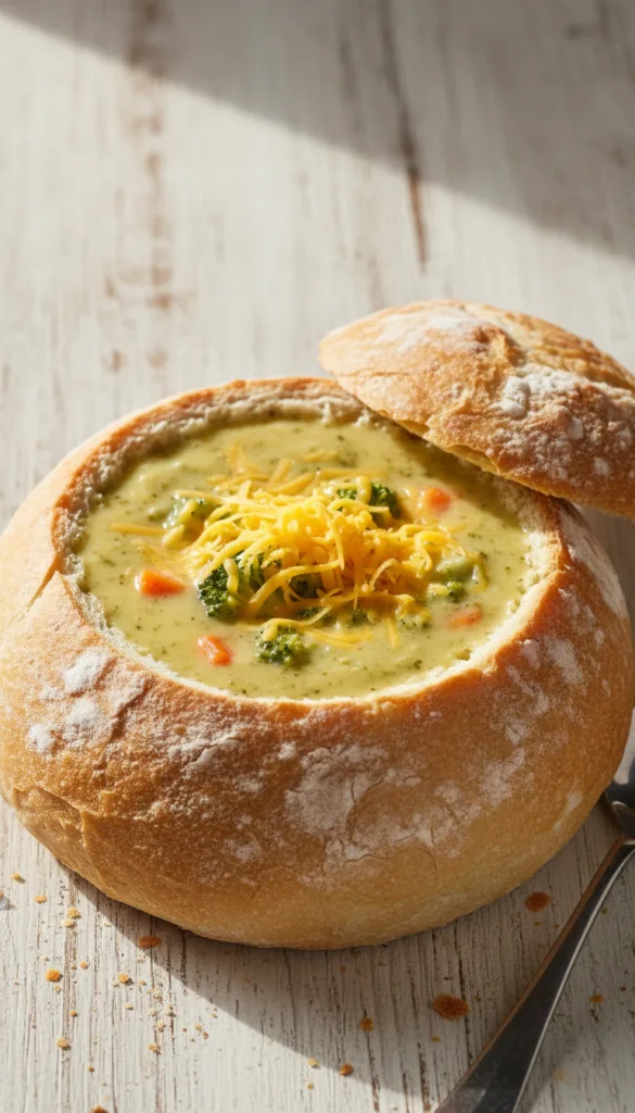 15 Rustic Bread Bowl Soup Presentation Ideas 5 Original broccoli cheddar 202602132121