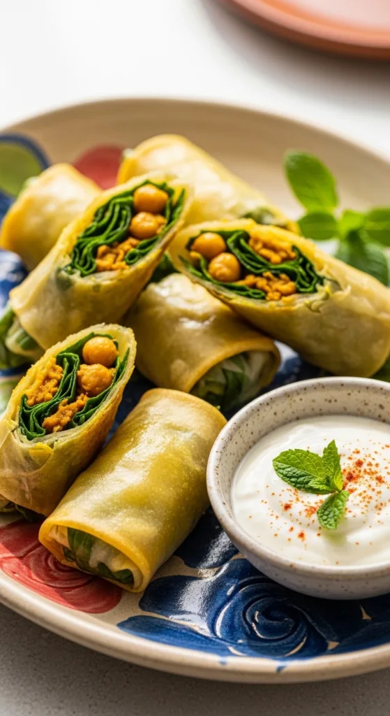 Originalcurried chickpea and spinach spring rollsp 7372f7ebea