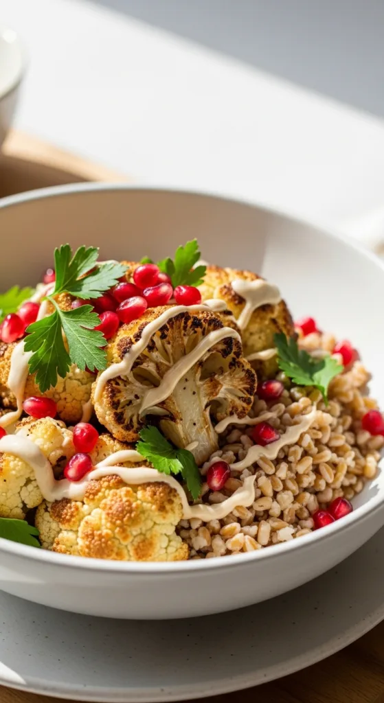 Roasted cauliflower farro bowl 89434f6075