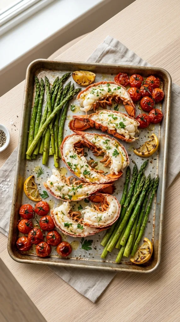13 Spring Asparagus Lobster Tail Dinner Ideas 5 Lobster and vegetables sheet pan 5259b7381d