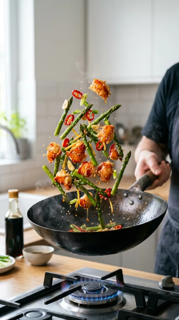 13 Spring Asparagus Lobster Tail Dinner Ideas 10 Lobster asparagus stirfry in wok 3e6750dd9f