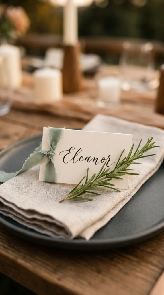 Moody Candlelit Winter Dinner Table: 7 Styling Hacks 8 Name card on plate d7a316b701