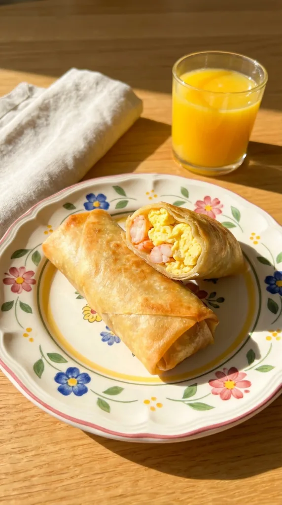 Scrambled eggs shrimp rolls plate f86df86970