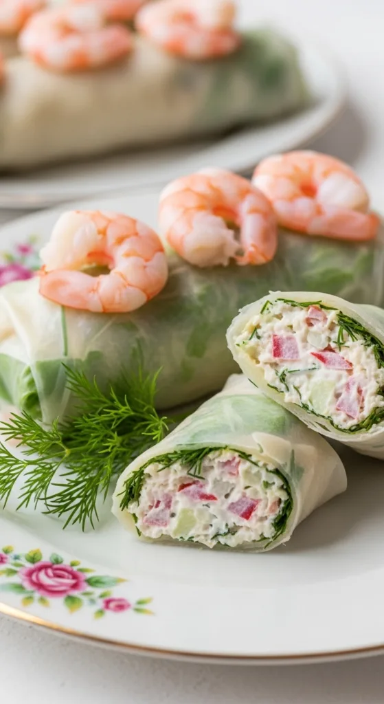 Shrimp salad rolls on plate df141129c1