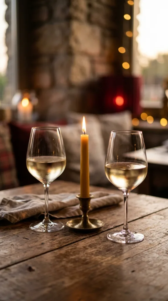 Two glasses white wine candle e9c63b4bbc
