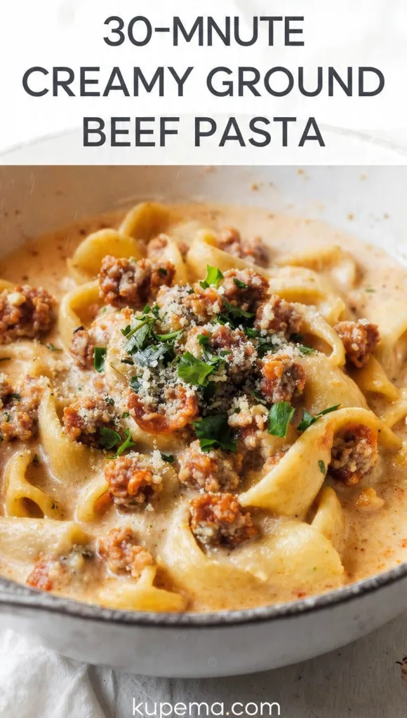 3 Irresistible Creamy One-Pot Ground Beef Pasta Recipes (Ready in 30 Minutes!) 6 generate 9 pinterest pin visual concepts for 3 irr 3