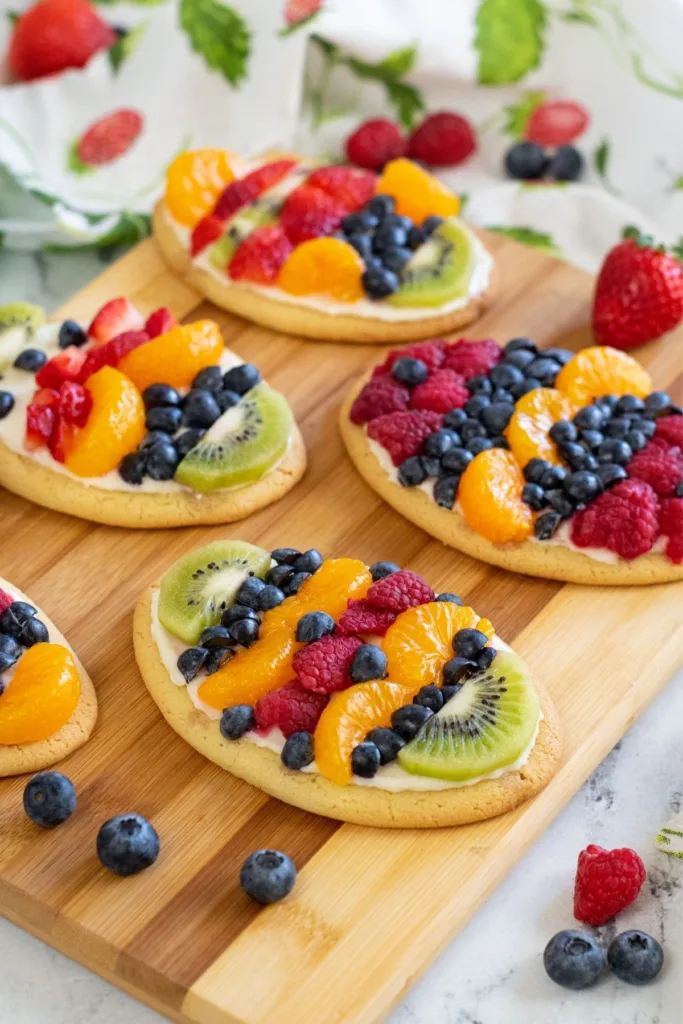 Easter egg fruit pizzas