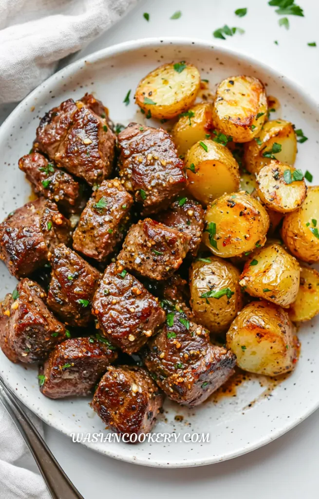 Garlic Steak Bites and Potatoes