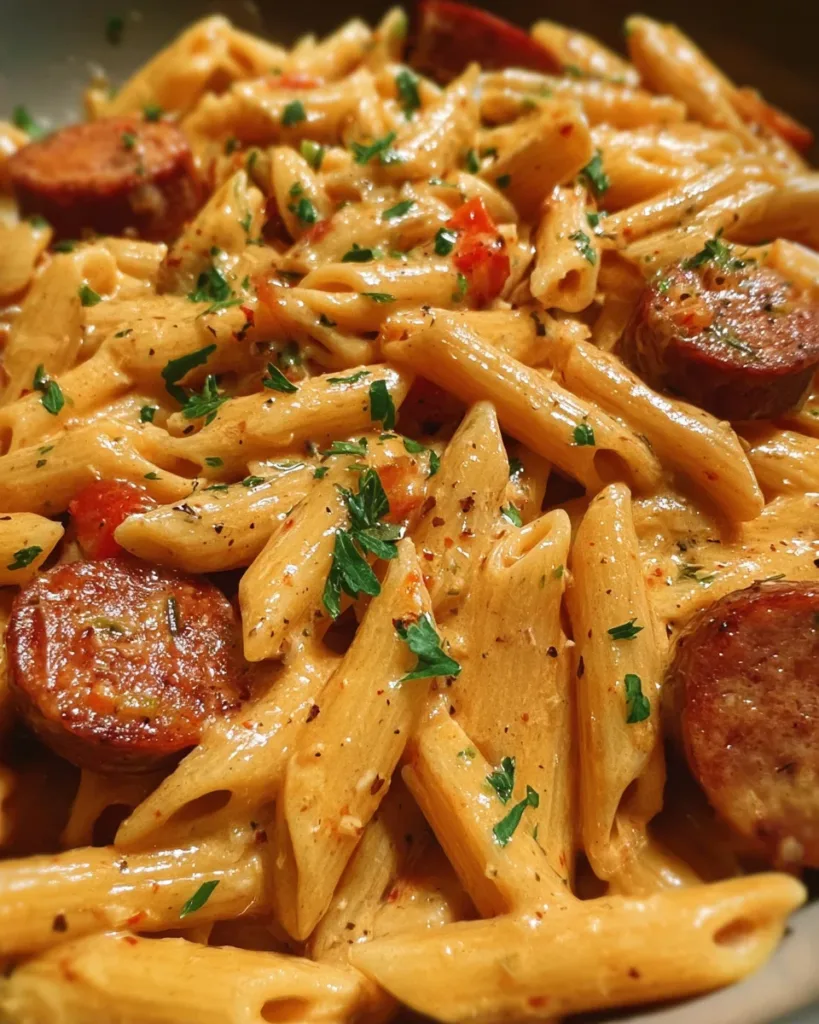 One Pot Creamy Spicy Cajun Sausage Pasta 1