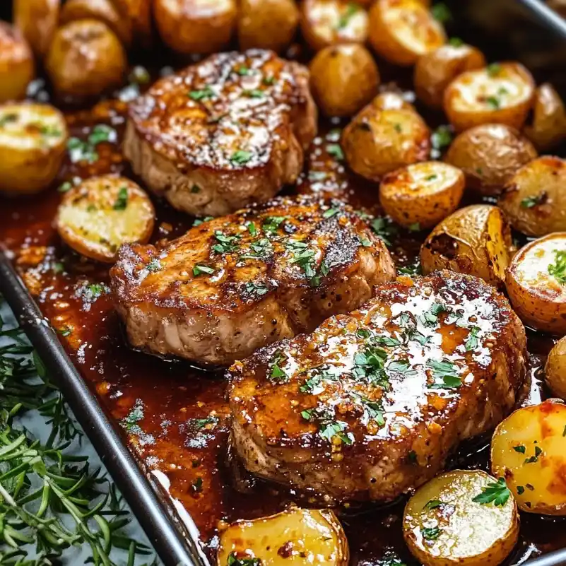 sheet pan pork chops and potatoes 1
