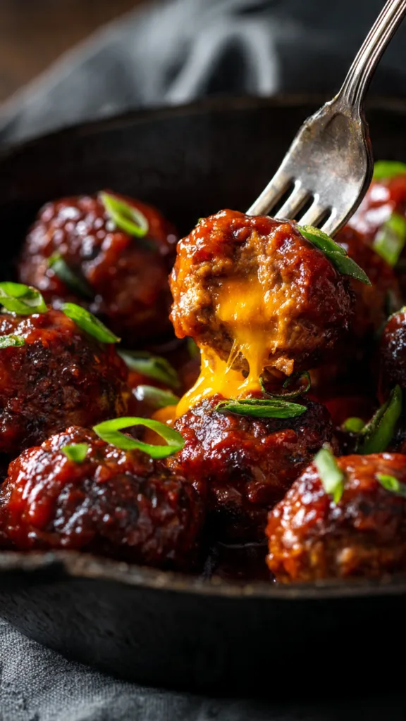ultra realistic close up of bbq meatballs in a rus 1