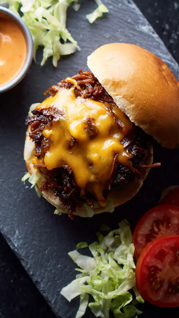 ultra realistic top down view of a smash burger on